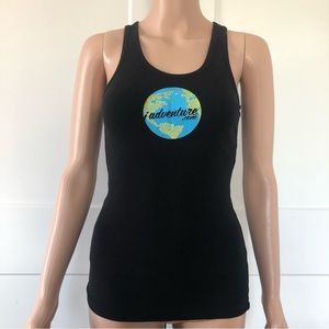 Next Level Black Ribbed Staff Novelty Long Cotton Tank Top Medium M